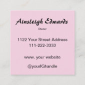 Elegant Blush Pink Black Script 3 Photo Makeup Vierkante Visitekaartje (Achterkant)