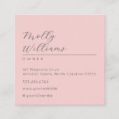 Elegant Blush Pink Black Script 3 Photo Makeup Vierkante Visitekaartje (Achterkant)