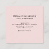 Elegant Blush Pink Black Script 3 Photo Makeup Vierkante Visitekaartje (Achterkant)