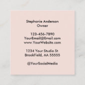 Elegant Blush Pink Black Script 3 Photo Makeup Vierkante Visitekaartje (Achterkant)