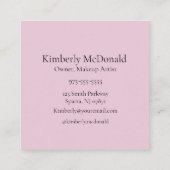 Elegant Blush Pink Black Script 3 Photo Vierkante Visitekaartje (Achterkant)