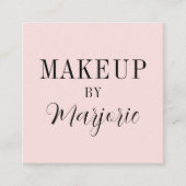 Elegant Blush Pink Black Script QR Code Makeup Vierkante Visitekaartje (Voorkant)