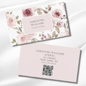 Elegant Blush Pink Bloemen Event Planner QR Code Visitekaartje