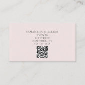 Elegant Blush Pink Bloemen Event Planner QR Code Visitekaartje (Achterkant)
