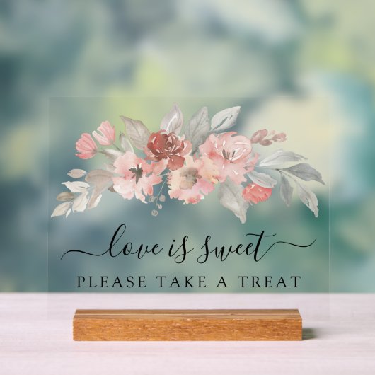 Elegant Blush Pink Bloemen Waterverf Liefde is Zoe Acryl Bord (Neutraal)