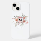 Elegant Blush Pink Bloemmonogram Case-Mate iPhone Case (Achterkant)