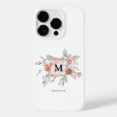 Elegant Blush Pink Bloemmonogram Case-Mate iPhone Case (Achterkant)
