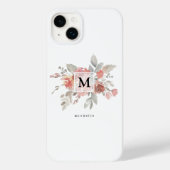 Elegant Blush Pink Bloemmonogram Case-Mate iPhone Case (Achterkant)