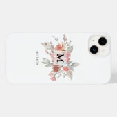 Elegant Blush Pink Bloemmonogram Case-Mate iPhone Case (Achterkant (horizontaal))