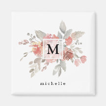 Elegant Blush Pink Bloemmonogram