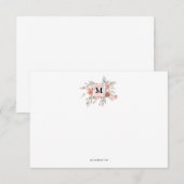Elegant Blush Pink Bloemmonogram Notitiekaartje (Voorkant / Achterkant)