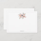 Elegant Blush Pink Bloemmonogram Notitiekaartje (Voorkant / Achterkant)