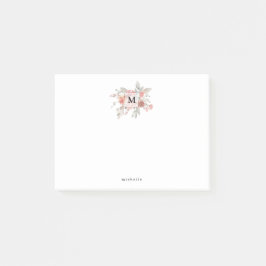 Elegant Blush Pink Bloemmonogram Post-it® Notes