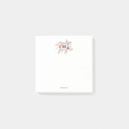Elegant Blush Pink Bloemmonogram Post-it® Notes