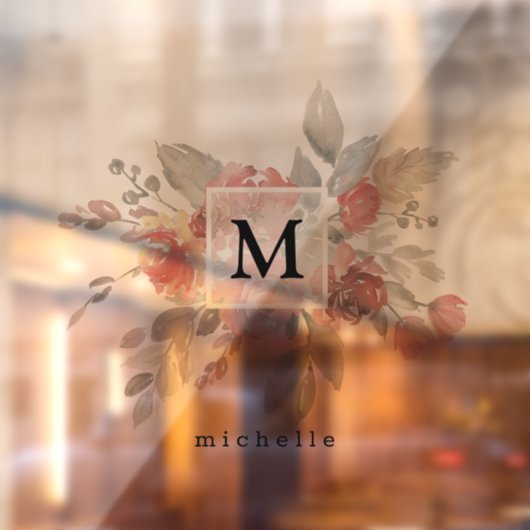 Elegant Blush Pink Bloemmonogram Raamsticker (Vel 2)