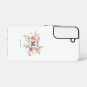 Elegant Blush Pink Bloemmonogram Samsung Galaxy Hoesje (Achterkant horizontaal)
