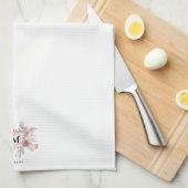 Elegant Blush Pink Bloemmonogram Theedoek (Quarter Fold)