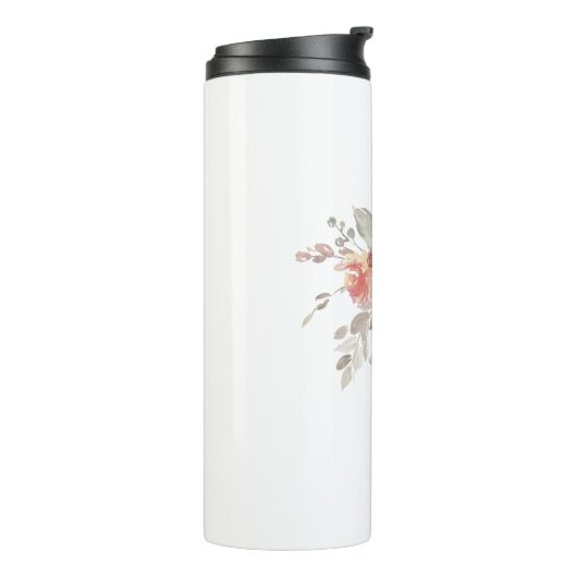 Elegant Blush Pink Bloemmonogram Thermosbeker (Gedraaid links)