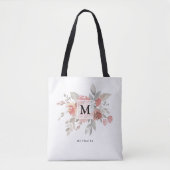 Elegant Blush Pink Bloemmonogram Tote Bag (Voorkant)