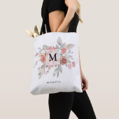 Elegant Blush Pink Bloemmonogram Tote Bag (Dichtbij)