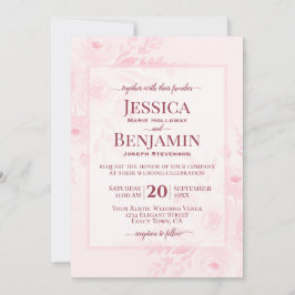 Elegant Blush Pink Boho Chic Floral Wedding Kaart