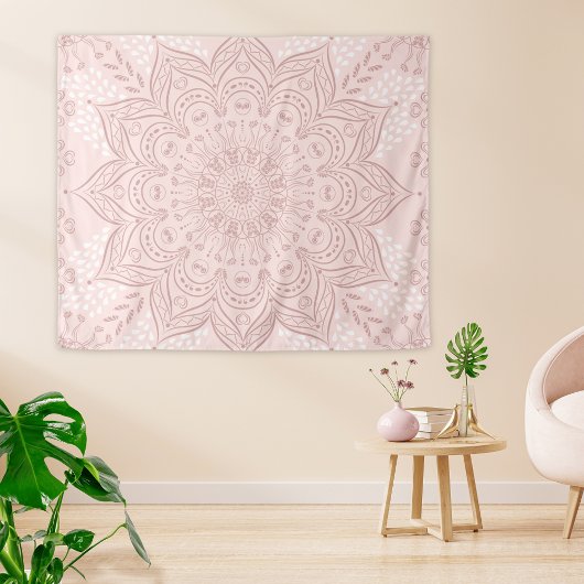 Elegant Blush Pink Boho Mandala Girly Wandkleed