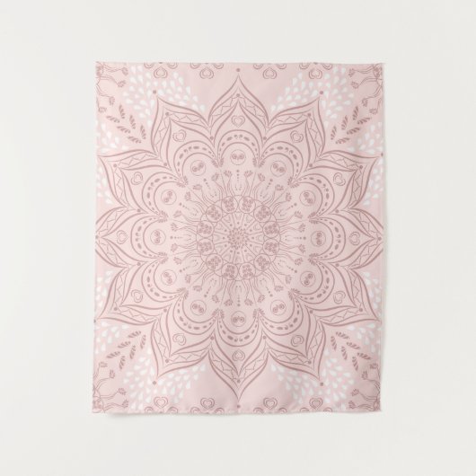 Elegant Blush Pink Boho Mandala Girly Wandkleed (Voorkant)