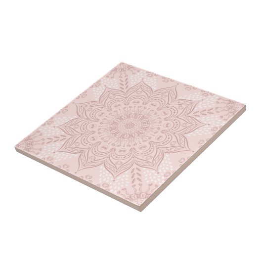 Elegant Blush Pink Boho Mandala Tegeltje (Zijkant)