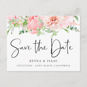 Elegant Blush Pink Botanical Save the Date Aankondigingskaart