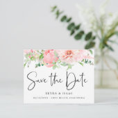 Elegant Blush Pink Botanical Save the Date Aankondigingskaart (Staand voorkant)