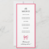 Elegant Blush Pink Bow 16th Birthday Program Menu  Kaart (Achterkant)