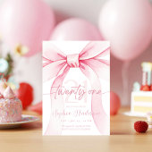 Elegant Blush Pink Bow 21th Birthday Kaart