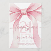 Elegant Blush Pink Bow 21th Birthday Kaart (Voorkant)