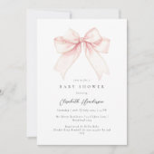 Elegant Blush Pink Bow Baby shower Uitnodiging (Voorkant)