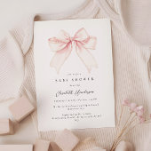 Elegant Blush Pink Bow Baby shower Uitnodiging
