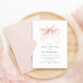 Elegant Blush Pink Bow Baby shower Uitnodiging