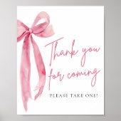 Elegant Blush Pink Bow Bedankt voor het komen teke Poster (Voorkant)