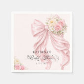 Elegant Blush Pink Bow Bridal Shower Servet (Voorkant)