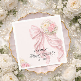 Elegant Blush Pink Bow Bridal Shower Servet