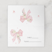 Elegant Blush Pink Bow Floral Place Card Plaatskaartje (Buitenkant ongevouwen)