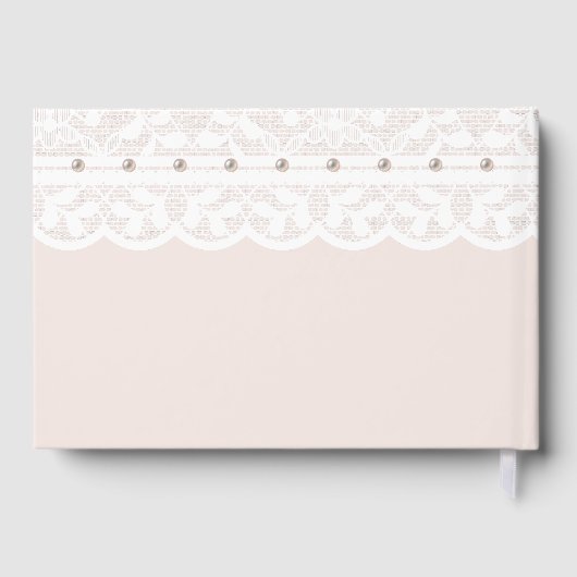 Elegant Blush Pink Bow Lace Vrijgezellenfeest Gastenboek (Achterkant)
