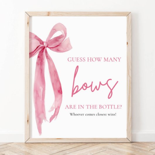 Elegant Blush Pink Bow raden hoeveel bogen spel Poster