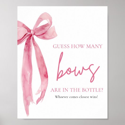 Elegant Blush Pink Bow raden hoeveel bogen spel Poster (Voorkant)