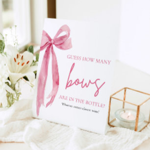Elegant Blush Pink Bow raden hoeveel bogen spel Reclamebord Met Voetstuk