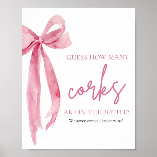 Elegant Blush Pink Bow raden hoeveel kurken spel Poster (Voorkant)