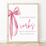 Elegant Blush Pink Bow raden hoeveel kurken spel Poster<br><div class="desc">De "Elegant Blush Pink Bow: She's Tying the Knot" Raad hoeveel kurken spel is een charmante en interactieve activiteit voor elk vrijgezellenfeest of bruiloft viering. In dit spel, gasten worden uitgenodigd om het aantal wijnkurken in een decoratieve pot of container te raden. Met zijn elegante blush roze boog ontwerp en...</div>