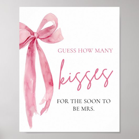Elegant Blush Pink Bow raden hoeveel kussen spel Poster (Voorkant)