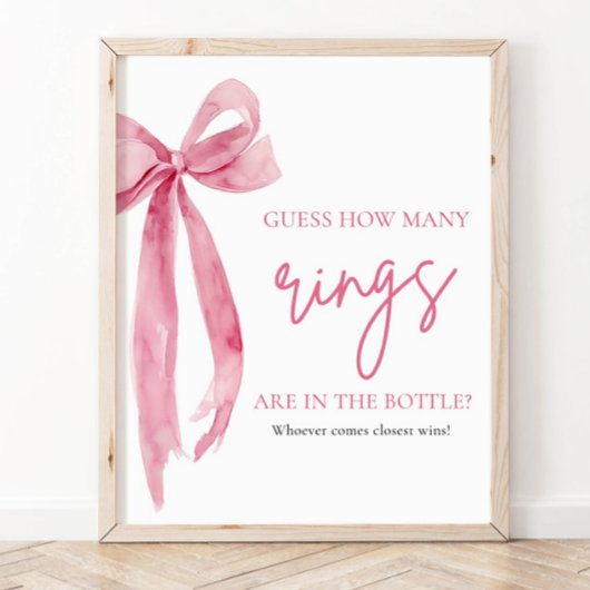 Elegant Blush Pink Bow raden hoeveel ringen spel Poster