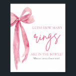 Elegant Blush Pink Bow raden hoeveel ringen spel Poster<br><div class="desc">Het "Elegant Blush Pink Bow Guess How Many Rings"-spel is een charmante en interactieve aanvulling op elk vrijgezellenfeest. In dit spel worden gasten uitgenodigd om het aantal ringen in een decoratieve pot of container te raden. Met zijn verfijnde blush roze strik ontwerp en elegante presentatie, dit spel voegt een vleugje...</div>