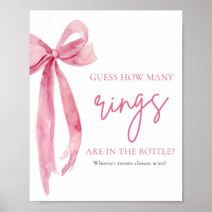 Elegant Blush Pink Bow raden hoeveel ringen spel Poster